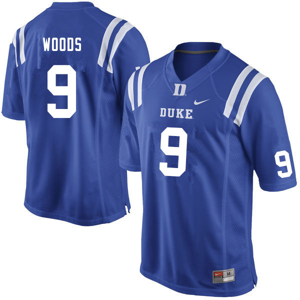 Duke Blue Devils #9 J'Marick Woods College Football Jerseys Sale-Blue